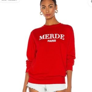 Departure Merde Sweatshirt in Red from Revolve